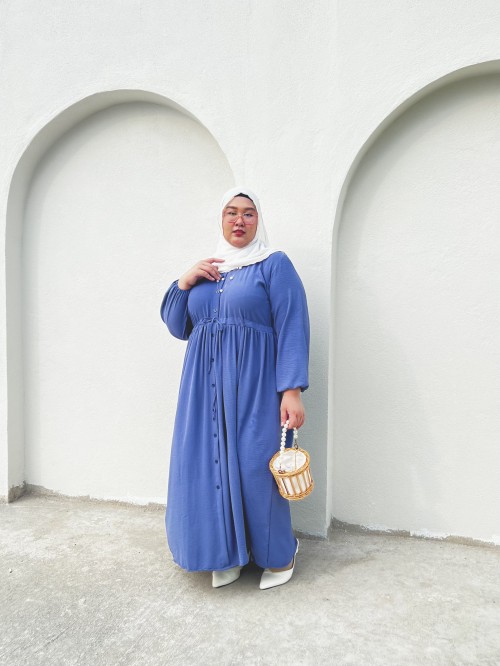 Qasreen Buttoned Dress ( Denim Blue )